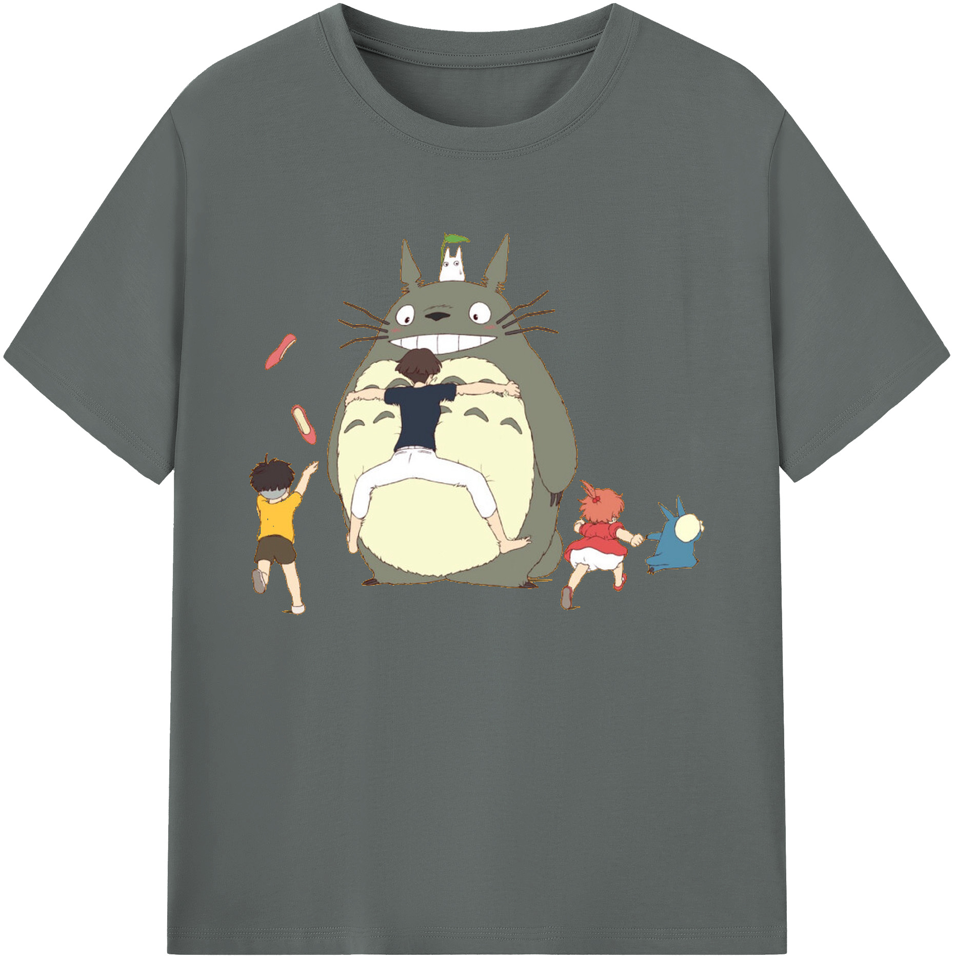 （画像用） となりのトトロ 草壁メイ 草壁サツキ My Neighbor Totoro Satsuki Kusakabe Mei Kusakabe 綿100％ メンズ半袖Tシャツ｜肌触りやわらか＆通気性